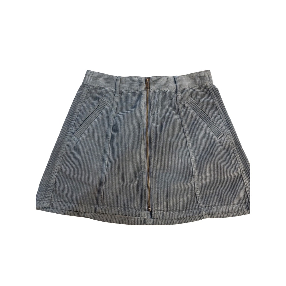 NWT‎ American Eagle Corduroy Mini Skirt Blue Hi-Rise A-Line Zip Front Size 0